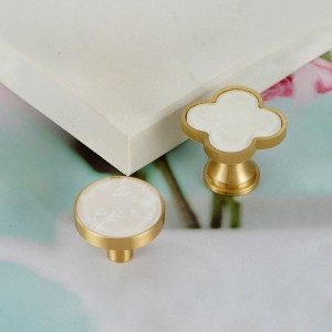 Kwoor/葵窝 北欧创意四叶草贝壳抽屉拉手黄铜简欧衣柜橱柜门把手 - Φ27mm