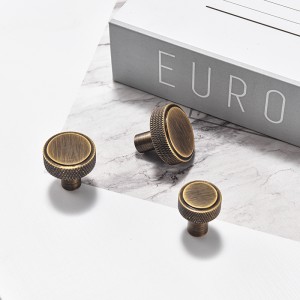 Kwoor/葵窝 家具衣柜抽屉网纹小拉手 黄铜仿古滚花橱柜柜门铜把手 - 古铜色/Φ25