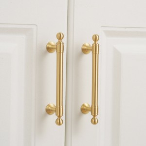 Kwoor/葵窝法式轻奢柜门拉手黄铜欧式橱柜鞋柜子抽屉门铜把手金色 - 单孔/50长