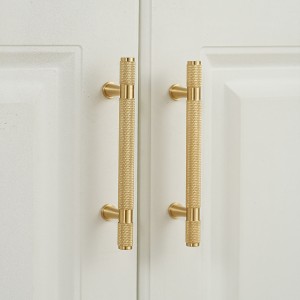 Kwoor/葵窝黄铜实心橱柜柜门把手轻奢创意家具抽屉门衣柜滚花拉手 - 单孔/50长