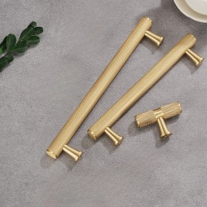 Kwoor/葵窝黄铜轻奢抽屉金色拉手柜子衣柜门鞋柜橱柜家具滚花把手 - 单孔A/50长