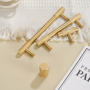 Kwoor/葵窝轻奢橱柜衣柜门黄铜网纹拉手酒柜抽屉滚花把手五金配件 - 单孔/Φ14x25