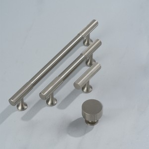 Kwoor/葵窝黄铜镀镍抽屉橱柜拉手轻奢家具五金衣鞋柜门铜把手直纹 - 单孔/Φ28*28