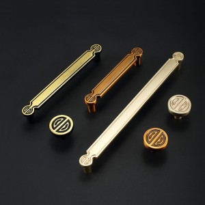 Kwoor/葵窝新中式家具锌合金抽屉柜门拉手衣橱回纹装饰把手黄古铜 - 咖啡/单孔/Φ29